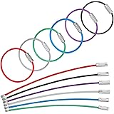 Uniclife 12cm Wire Keychain Cable in 6 Assorted Colors Large Stainless Steel Key Ring Loop Holder for Outdoor Hiking Heavy Du