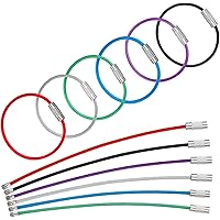 Uniclife 12cm Wire Keychain Cable in 6 Assorted Colors Large Stainless Steel Key Ring Loop Holder for Outdoor Hiking Heavy Du