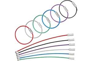 Uniclife 12cm Wire Keychain Cable in 6 Assorted Colors Large Stainless Steel Key Ring Loop Holder for Outdoor Hiking Heavy Duty Connectable Luggage Tag Keeper for Sport and Travel, 12 Pack