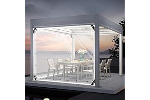 SDLLG Bâche de tonnelle Transparente, avec œillets, PVC, Coupe-Vent, 0,5 mm, imperméable, Rideau de séparation pour extérieur, Garage, terrasses, Jardin, Balcon, 2,5 x 4,6 m (H x L)