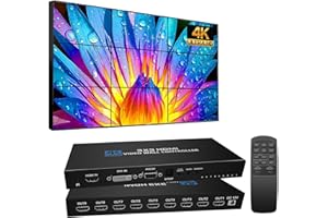 NINGKANGSHENG Video Wall Controller 3x3 4K HDMI Processore da parete TV Controller da parete per TV, controller per display a 9 canali con telecomando per 9 schermi TV in 1 display da parete