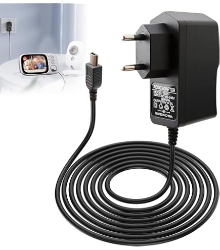 Alimentatore 5V Per Baby Monitor GHB ABM600 – Caricabatterie Con Connettore 3,5mm, Cavo Lungo, Alimentatore Di Ricambio