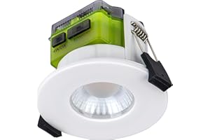 Luceco LED Flat Downlight with Power Change and 4 Colour Change Temperature Options (CCT), Fire Rated, Spotlight for Kitchen and Bathroom, FType MK2, White, IP65, 4W/6W, 750lm, 6000K-2700K, FTF6WCCT