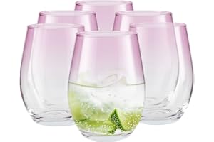 TREND FOR HOME Juego de 6 Vasos de Agua 580 ml Vasos de Colores Set Vaso Soft Drink Tumbler para Cocteles Juego de Beber Vasos Soft Drink | Rosa | Phoebe Secret Pastels