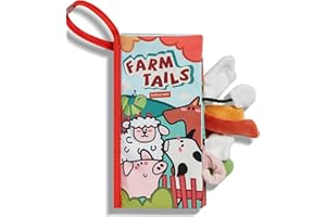 BC BABYCARE Crinkle Soft Baby Books 0-6 Months,3D Touch Feel Cloth Books for Babies,Chewing Soft Books for Babies 0-6 Months Sensory Toys 0-6-12 Months,Stroller Toys for Baby Girl Boy Gift(tails)