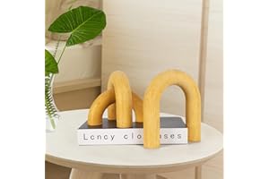 Yunjuhop 3 piezas de decoración de arco de madera para decoración de mesa de café, decoración de arco bohemio de granja, dormitorio, oficina, escritorio, decoración moderna del hogar (color madera)