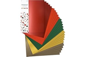 ‎NETUNO Netuno 25x Kreativ-Papier Weihnachten DIN A4 210 × 297 mm 5- farbig sortiert Bastel-Papier Weihnachten Weihnachtsfarben DIY Kartenset Basteln Dekorieren Weihnachts-Dekoration Tonzeichenpapier-Mix