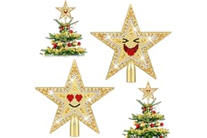 Rheskbecy 2 Stück diamond painting Weihnachtsbaum Topper Star Christbaumspitze Stern Weihnachtsbaum Spitze Christbaumschmuck Glitzernde Baum Ornament Weihnachtsfeier Decoartion Mosaik Stern 14cm/5.5in