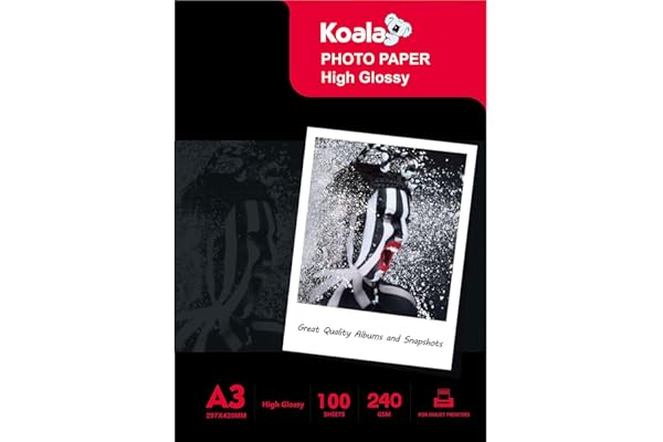 KOALA Poids lourd haute Jet d'encre brillant papier photo pour Canon HP Epson imprimante jet d'encre, A3, 297x420 mm, 240 g/m², 100 feuilles