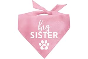 TEES & TAILS Bandana per cani Big Sister Heart Paw o Big Brother Heart PawGender Reveal Baby Annuncio (Baby Pink o Baby Blue)