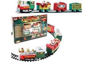 Train électrique de Noël-Train Electrique Dessous de Sapin Train avec Wagon animés et Rails Train,Batterie Jouet de Train Ensemble de Train de Noël Classique
