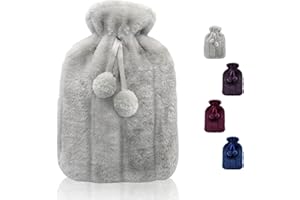 MOTONG 1 Pcs Fluffy Cozy Plush Cover-(Not Include Bottle) Detachable Warm Water Bag Cover Case Fit for 1.8 L Bottle Size (31 * 20cm) -Only Cover, Premium Soft Artificial Hot Water Cover (Light Grey)