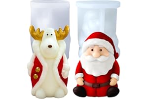 JDH SILICONE Stampi Candele per Alce di Natale,Babbo Natale Stampo per Candela 3D Stampi per Candele in Silicone per Realizzare Candele, Saponi, Artigianato,Cioccolato, Decorazioni Natalizie Fai Da Te