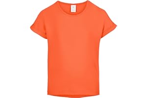 Merry Style T-Shirt per Bambina 100% Cotone - Maniche Corte con Risvolto, Maglietta per Ragazza con Collo Tondo Classico, per Lo Sport e la Scuola MS10-468