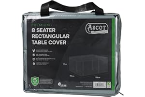 ASCOT GARDEN FURNITURE COVERS Ascot Premium Rectangular 8 seater table cover - 196 X 114 X 71 (H) cm Modern Grey