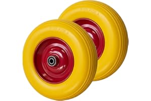 ‎RODOPI 2X PU Schubkarrenrad 4.00-8 pannensicher – Vollgummi-PU Reifen mit Stahlfelge, 180 kg Tragkraft – Ersatzrad Komplettrad für Schubkarre & Handwagen
