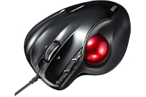 SANWA Trackball Maus mit Kabel, 4 Wege Scrollfunktion, 6 Programmierbare Tasten, Kabelgebundener Roller Ball Maus, 400-1600 DPI, Fingerauflage, Vorbeugung RSI, Kompatibel mit Winows, Mac, PC, Schwarz