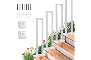 FUOIDYE Ringhiera per Scale Interne, Parapetto Scala Interna, Corrimano per Scale forma di U, Ringhiera in ferro per Ville, Balconi, Corridoi Corrimano Ferro Battuto (Bianco, 100cm)