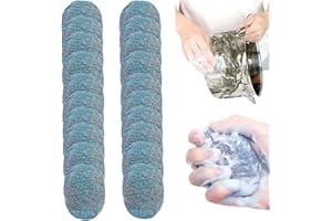 SMELEYOU Tampon Jex, 20pcs Tampons Jex avec Savon en Laine d'acier RéUtilisables Et Absorbants Pré-SavonnéS pour Le Nettoyage De La Maison De La Vaisselle De Cuisine Et des Grilles MéTalliques Bleu