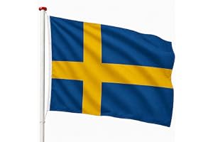 Partychimp Svensk Flagga 90 x 150 cm Sveriges Nationalflagga Landsflagga Sverige för Sportevenemang Fester och Dekoration