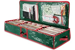 Miloll Christmas Wrapping Paper Storage Bag with Interior Pockets, Waterproof Polyethylene Material, Storage Box for Gift Paper and Holiday Accessories, Tear Resistant Fabric - 40” Length (Green)