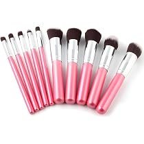 10-teiliges Make-up Pinsel Set – Professionell, Rosa, Mit Tragetasche | Inkl. Foundation-, Lidschatten-, Puderpinsel Uvm.