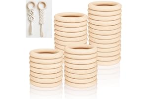 Ysimple 36 Pezzi Anelli in Legno - Cerchio per Decorazioni Artigianato 60mm, Creazione Gioielli, Macramè Fai Da Te Connettori Pendenti Anello