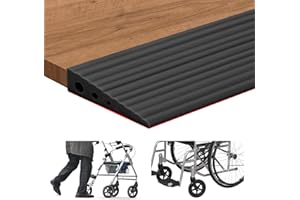 ANKEKOLYSTAR Rampa per soglia autoadesiva, in gomma piena, carico 800 kg, rampa per sedia a rotelle, aspirapolvere, robot, passeggini o scooter (nero, 2,5 cm di altezza, 6,5 cm di larghezza-1 m di lunghezza)