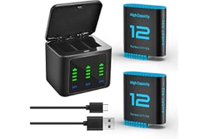 TQTHL Hero12 - Juego de 2 baterías de repuesto para GoPro Hero 12 11 10 9 (2 unidades, 2580 mAh, cargador + 2 baterías)