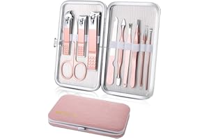 ‎KEIBY CITOM Maniküre Set 10-teiliges, Pediküre Kit Nagel Schere Nagelpflege Nagelknipser Kit, Nagelset Nageletui Nagelknipser Set Reise Beauty Kit (Rosa)
