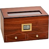 Camlı Sedir Ağacı &Ccedil;ekmeceli Humidor Puro Kutusu rc56