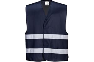 Portwest F474 Iona Väst Lättvikt Reflekterande Kardborrestängning Polyester | Marinblå, L/XL, EN 17353 Typ B3, Generös Passform, Hållbar, Andningsbar, Maskintvättbar, Yttre Hudtyg, Slitstark, Skaltyg