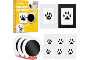 Taricor Baby Fussabdruck Set, Pfotenabdruck Set Hund und Katze, 3pcs Fußabdruck Baby mit 2 Fotorahmen 6 Karten, ohne Kontakt zur Farbe, Baby Handabdruck und Fußabdruck, Geschenk für Haustiere Besitzer