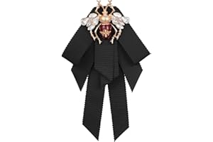 VALICLUD Ape Bowknot Del di Arco di Strass Retrò Bee Pin Spilla Cristallo Bee Spilla Fiocco Pre-Legata Al Collo Cravatta A Righe Arco Vestito Camicia Cravatta Pin Collare per Le