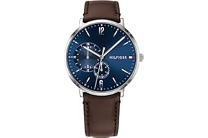 Tommy Hilfiger Orologio Analogico Multifunzione al Quarzo da Uomo con Cinturino in Pelle o in Acciaio Inossidabile