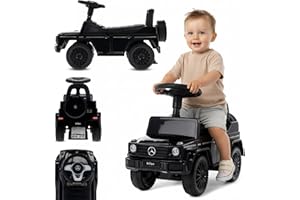 sun baby Jeździk dla dzieci Mercedes Benz G 350D, pchacz z atrapą koła zapasowego, efektami dźwiękowymi, schowkiem pod siedziskiem (Czarny)