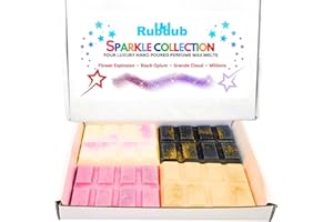 Rubdub 4 X 30G Soy Wax Melt Snap Bars (Black Opium/Flower Explosion/Grande Cloud/Millions) - 100 Hours + Burn Time - Highly Scented - Wax melts gift set, Wax melts strong scented (Sparkle Collection)