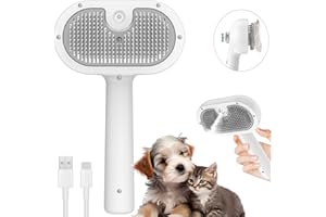 Osinaga Katzenbürste Spray Tierhaarentfernungskamm, Entfilzungskamm für Haustiere mit Wassertank und Spray, Sauberes Haustierhaar von der Bürste mit Einem Knopf, Aufladbar über USB