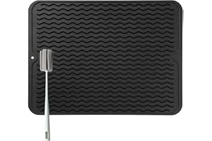 Diskmatta i silikon för porslin – 50 x 40 cm droppmatta för porslin, BPA-fri, porslin torrmatta, värmebeständig, halkfri, diskmatta, droppunderlägg, med svamprengöringsborste