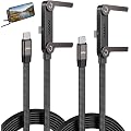 2 Pièces Câble de Chargeur 2-en-1 240W USB-C avec Support Latéral Invisible | Câble de Charge Rapide avec pour Smartphones et Tablettes Laptop Mac Book Support Téléphone Intégré Câble Tressé 1,5 m