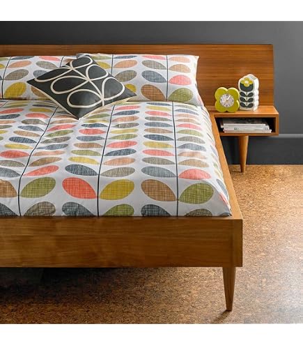 Cuscino Orla Kiely 50x50 Cm Con Stampa Multi Stem - Federa In Cotone E Imbottura In Poliestere Riciclato - Colori Verde E Ocra