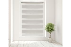 Caecus Natural Day and Night Zebra Roller Blind Dual Layer Fabric Aluminium Rail Easy Fit Home Office Bedroom Kids Room Easy Fit 110cm Width x 160cm Drop