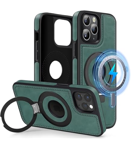 FNDMIL Magnetica Girevole A 360° Per IPhone 16 Pro Max Cover Con Magnetica [Texture Antiscivolo][Supporto Invisibile][Protezione Militare] Opaca Traslucida Con Silicone Custodia Sottile,Titanio Sabbia