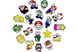 Orgoue Super Brothers Croc Charms, 20PCS Cartoon Video Game Croc Accessori Scarpe Charms Croc Pins per Adulti Bambini Ragazzi Charms durevole per Croc Decorazioni Borsa Spiaggia Gomma