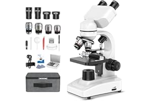 MAXLAPTER Microscope Composé Binoculaire pour Adultes et Enfants: Microscope Professionnel 40X-1000X avec Platine Mécanique et Double LED - Mallette de Transport pour Étudiants Lab L'école et L'maison L'éducati