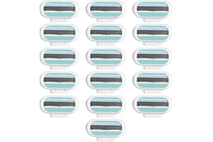 FEGAT 16 sztuk ostrzy do golenia kompatybilnych z Gillette Venus Smooth ostrza do golenia dla kobiet, 3 ostrza, poduszki ochronne, kontury ciała, niebieskie