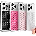 4PCS Silicone Suction Cup Phone Case Mount Double Sided-Klearlook Silicon Sticky Phone Grip Higher Suction Power for Cell Phone,Hands-Free Phone Accessories Holder,Clear & Light Pink & Hot Pink &Black
