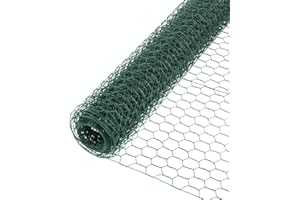 Suregreen Green PVC Coated Chicken Wire Mesh Roll, 600mm x 10m, 50mm Holes for DIY Projects, Durable Chicken Wire Mesh for Garden and Crafting Use, Ideal for Small Animal Enclosures and fencing
