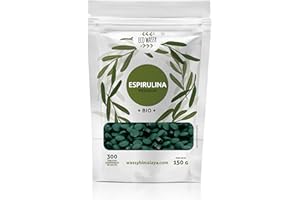 ECO WASSY Spirulina Organica in compresse. Dose massima 3000 mg. (150 g|300 Uni.) 100% Spirulina di massima purezza antiossidante. Naturale E Senza Additivi | Detox/Saziante/Vegano. Super Cibo in pillola