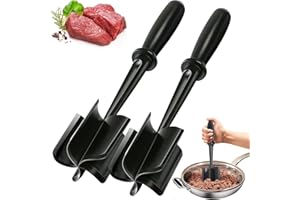 LYLQMY Meat Chopper,Ground Beef Masher with 5-Blade Head,Meat Chopper for Cooking,Mince Mashe,Ground Beef Tool,Versatile Kitchen Tool for Mince Mashe(2, Black)